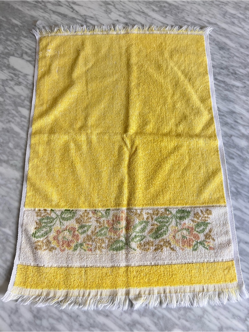 Vintage Yellow Floral Border Hand Towel